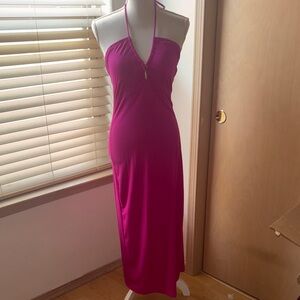 Rolla Coster Fuchsia Halter-Style Maxi Dress